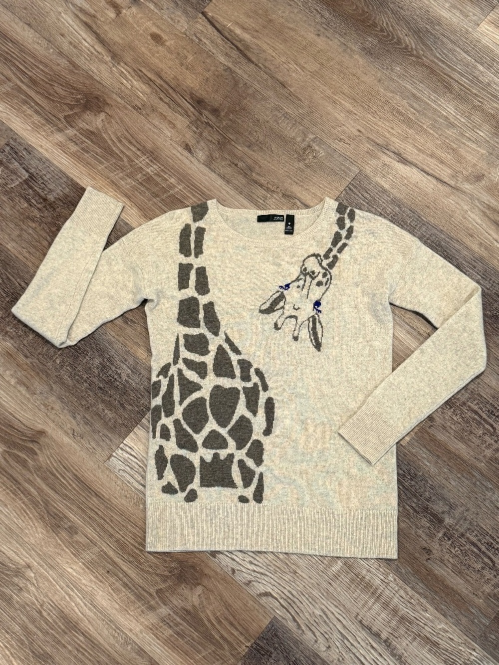 Aqua Cashmere Giraffe Knit Crew Neck Sweater Size XS
